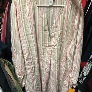 Ruby Rd. Pink and Cream‎ Striped Blouse